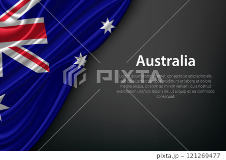 Waving Australia Flag on Dark Background 121269477