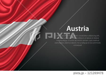 Waving Austria Flag on Dark Background 121269478