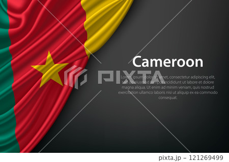 Waving Cameroon Flag on Dark Background Waving Cameroon Flag on Dark Background 121269499