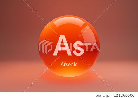 Glossy sphere with Arsenic symbol 121269606