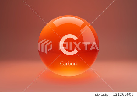 Glossy sphere with Carbon symbol Glossy sphere with Carbon symbol 121269609