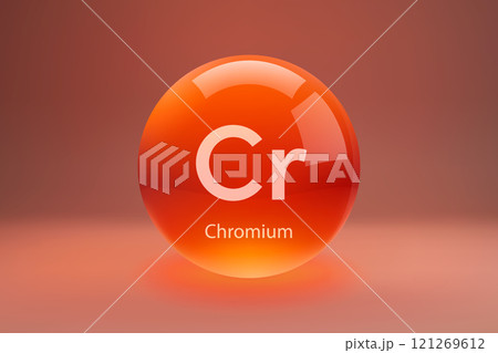 Glossy sphere with Chromium symbol Glossy sphere with Chromium symbol 121269612