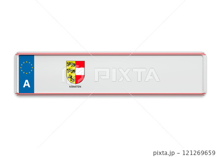 Car number plate of Austria. Vehicle registration license of Austrian region Carinthia Car number plate of Austria. Vehicle registration license of Austrian region Carinthia 121269659