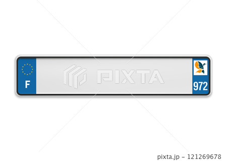 New Car number plate of France. Vehicle registration license of french region Martinique 121269678