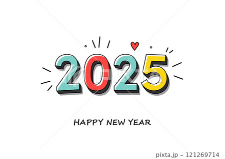Colorful 2025 Happy New Year Greeting Illustration 121269714