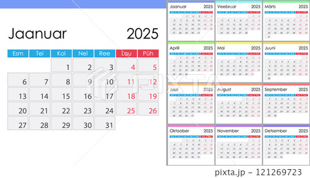 Calendar 2025 on Estonian language, week start on Monday 121269723