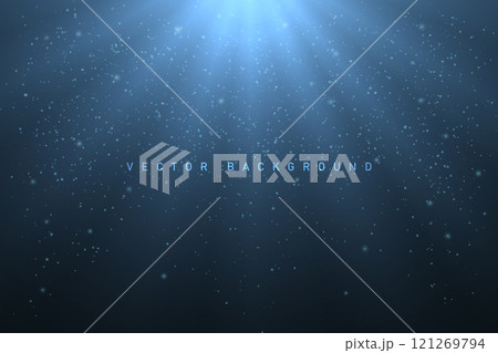 Dark Blue Abstract Background with Light Rays and Particles 121269794