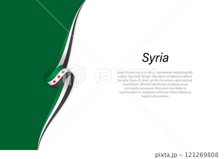 Syria Flag Ribbon Design with Text 121269808