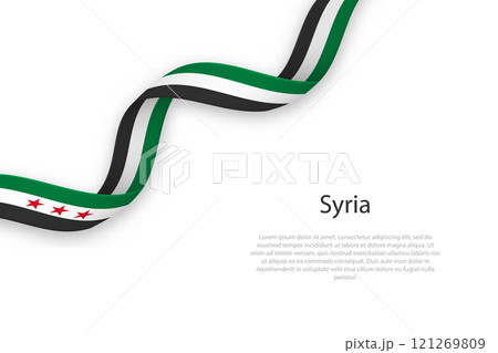 Syria Flag Ribbon Design with Text 121269809