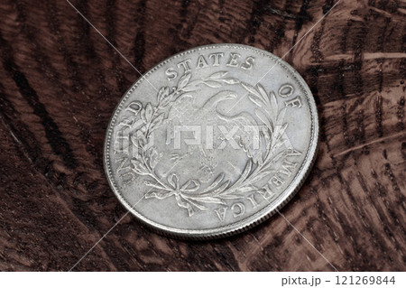 Old US silver dollar coin 121269844