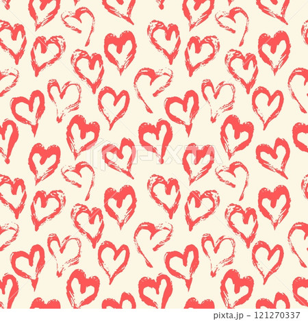 Seamless heart pattern. Hand painted ink brush Seamless heart pattern. Hand painted ink brush 121270337