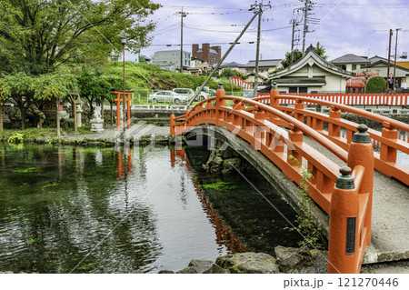 富士山本宮浅間大社　 湧玉池　神路橋　静岡県富士宮市 121270446