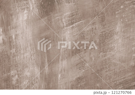 Concrete, plaster wall texture with brush strokes, brown surface with brush strokes background 121270766