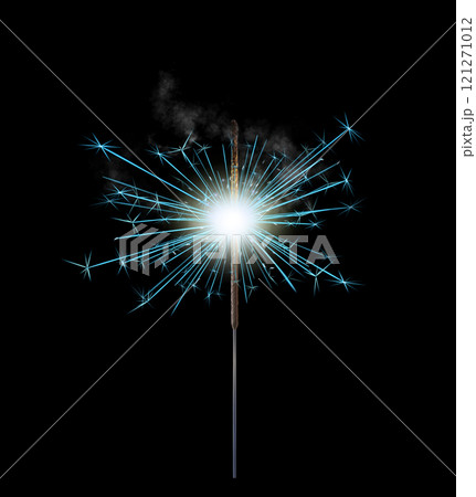 Burning blue sparkler realistic transparent, bengal or indian light, Bright sparks. Firework isolated. Element for celebration, holidays. New year sparkler candle. Magic light stick. Png Burning blue sparkler realistic transparent, bengal or indian light, Bright sparks. Firework isolated. Element for celebration, holidays. New year sparkler candle. Magic light stick. Png 121271012