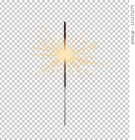 Burning sparkler realistic transparent, bengal or indian light, Bright sparks. Firework isolated. Element for celebration, holidays. New year sparkler candle. Magic light stick. Png 121271275