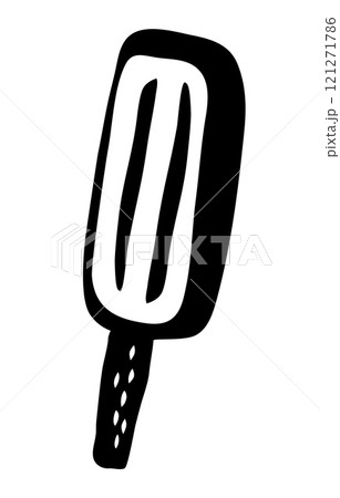 Ice lolly popsicle drawing hand painted with ink brush 121271786