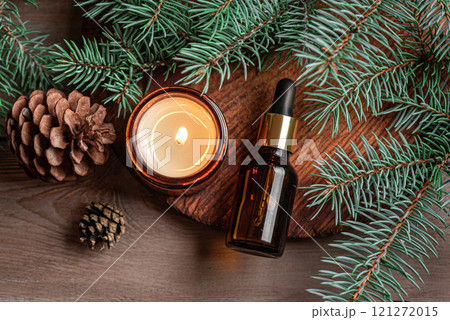 Fir or pine essential oil dropper and aroma candle 121272015
