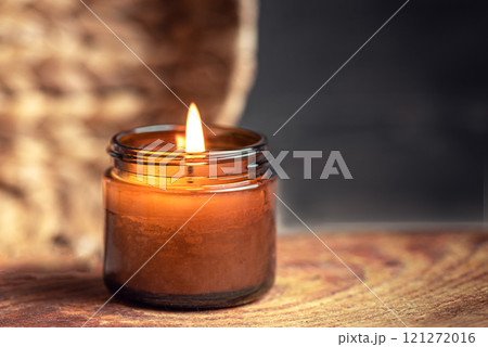scented burning candle close up 121272016