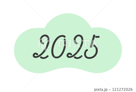 シンプルでおしゃれな2025の文字と和モダンな松のイラスト - 西暦2025年のデザイン素材 121272026