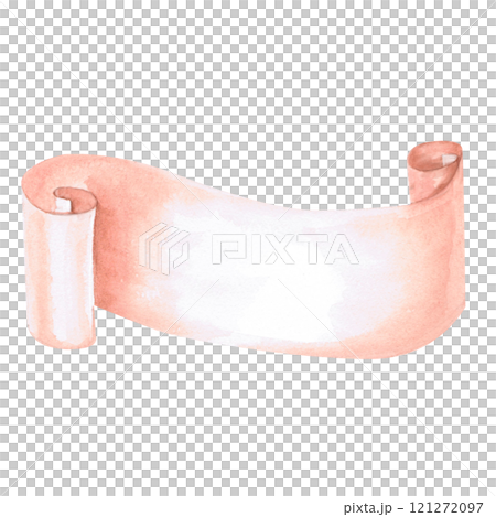 Unrolled scroll in watercolor. Isolated illustration for design of cards, invitations, lettering, signage, holiday decorations 121272097