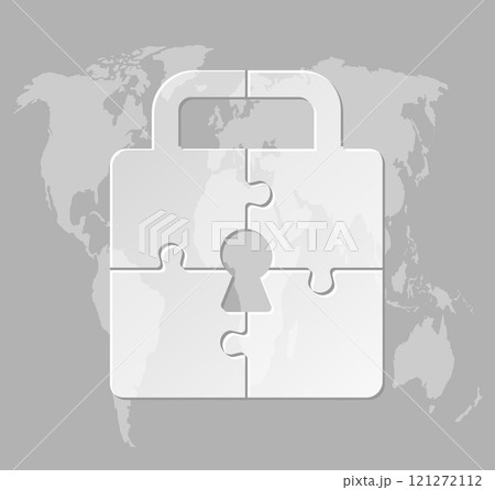 Infographic 4 option, lock with keyhole puzzle 121272112