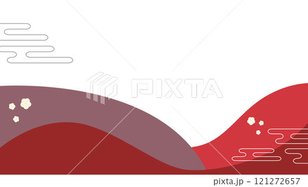 お正月カラーの梅付き幾何学枠 お正月カラーの梅付き幾何学枠 121272657