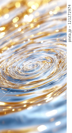 Mesmerizing Golden Water Ripples Capturing Light Reflections in Motion Aai generative 121272974