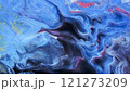 Blue streaks on a white background. Liquid abstractions. Abstract natural art. 121273209