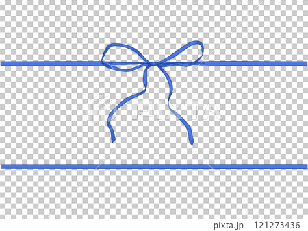 青色のリボンの線画セット。手描きのベクターイラスト。ヴィンテージ風ラインアート。 121273436