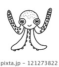 Octopus sea coloring book doodle vector sketch 121273822