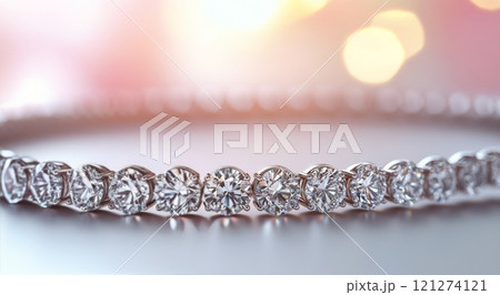 Sparkling diamond bracelet displaying elegant craftsmanship in a well lit setting Sparkling diamond bracelet displaying elegant craftsmanship in a well lit setting 121274121