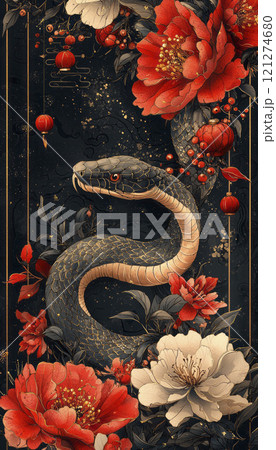 Snake, chinese New Year, oriental, AI generative 121274680