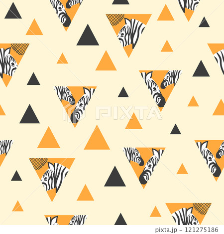 Seamless abstract geometric pattern with triangles and zebras 121275186