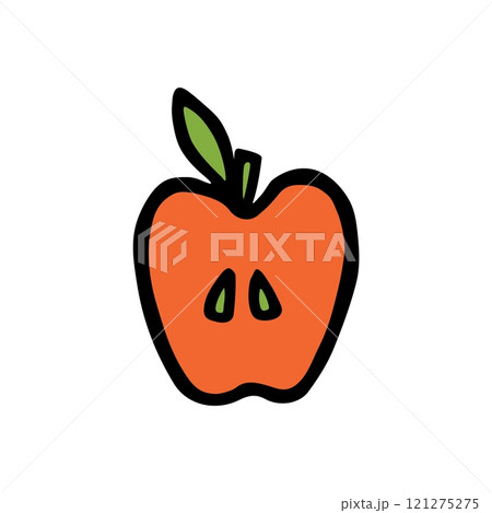 Apple doodle icon or logo, hand drawn with thin line 121275275