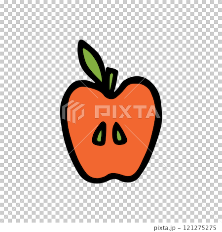Apple doodle icon or logo, hand drawn with thin line 121275275