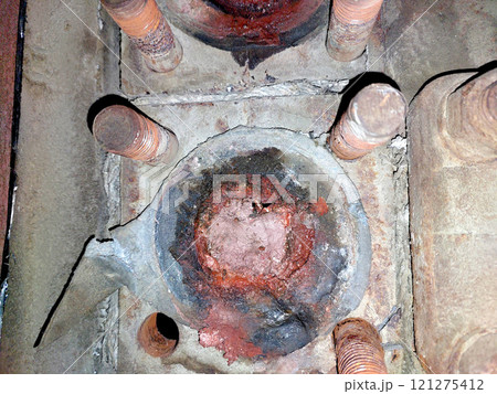 Clogged Sediment in a Cast Iron Steam Boiler Economizer Highlighting Water Hardness Impact 121275412