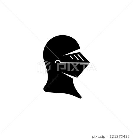 Black knight helmet icon for medieval chivalry and battle. 121275455