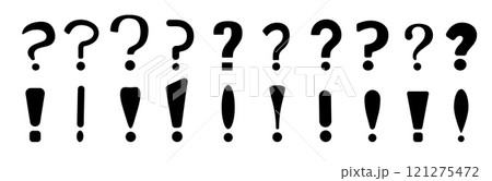 Black exclamation and question marks for alerts and important messages. Black exclamation and question marks for alerts and important messages. 121275472