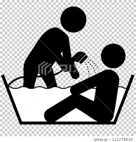 Simple silhouette illustration of bath assistance 121276010