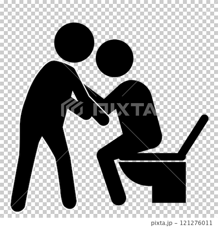Simple silhouette illustration of toilet assistance 121276011