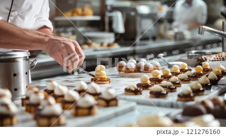 Pastry Chef At Work with Variety of Pastries Pastry Chef At Work with Variety of Pastries 121276160