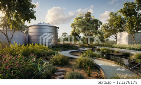 Rainwater Harvesting Facility Sustainable Complex 121276178