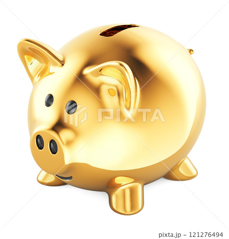 Golden Piggy Bank, 3D rendering 121276494