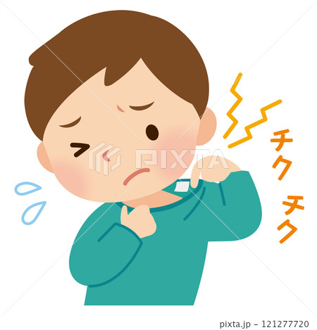 触覚過敏　感覚過敏　衣類のタグが気になる男の子 121277720