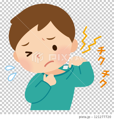 触覚過敏　感覚過敏　衣類のタグが気になる男の子 121277720