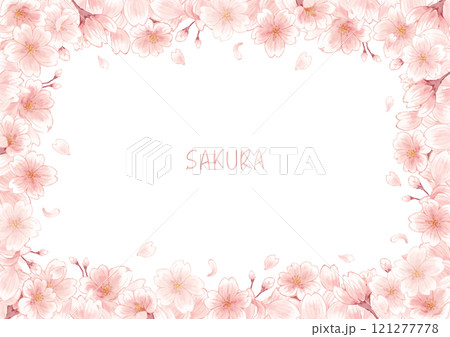 ほのぼの可愛い桜の花のフレーム ほのぼの可愛い桜の花のフレーム 121277778