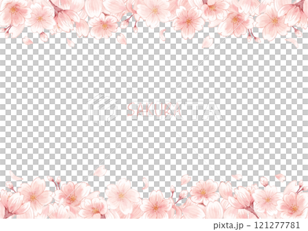 綺麗な桜の花のフレームイラスト 121277781
