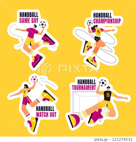 Flat Style Handball Player Social Media Label Background Illustration Flat Style Handball Player Social Media Label Background Illustration 121278532