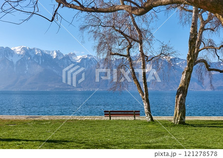 Park on the shore of Lake Geneva 121278578