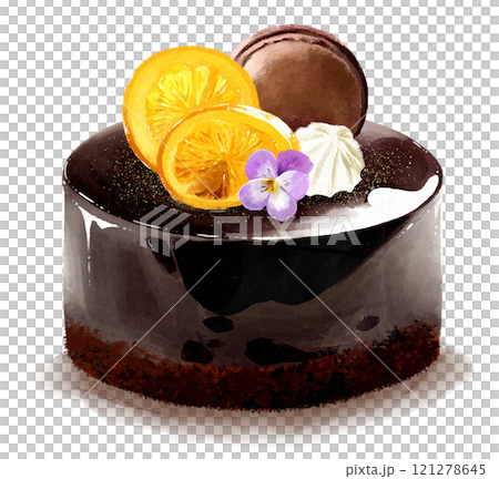 巧克力蛋糕手繪插畫 121278645